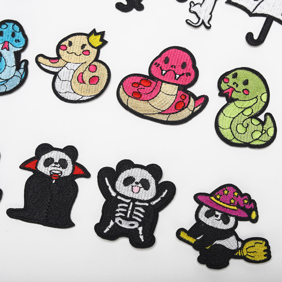 Wholesale Computer Embroidery Sticker Small Snake Original Black Cat  Magic Panda Bag Decorative Patch Sticker